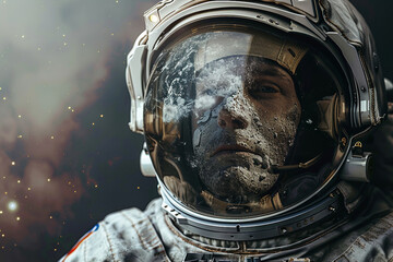 Fototapeta premium Modernistic futuristic space traveling conceptual photo image AI generative cosmic science fiction