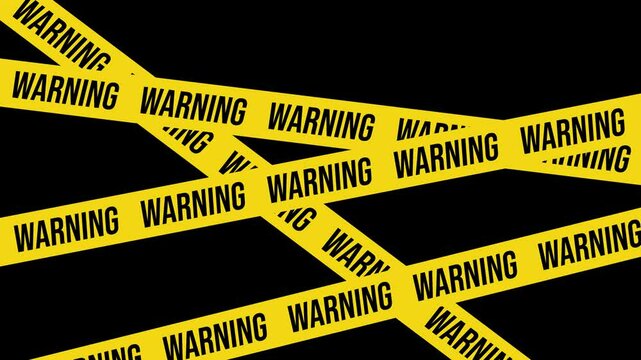 Square frame black and yellow warning tape. Vector illustration of warning, caution, danger criminal investigation forbidden zone. footage animation, transparent background