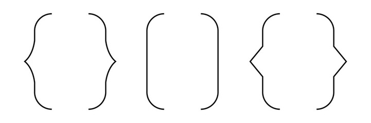 Text brackets, braces, quote, banner icon set	