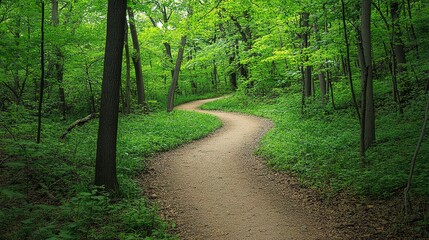 Fototapeta premium Serene Pathway Through Lush Green Forest