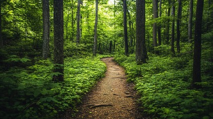 Fototapeta premium Lush Green Forest Pathway in Natural Light