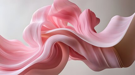 Obraz premium Intricately Crafted Pink Ribbon Sculpture Representing the Breast Cancer Experience with Organic Flowing Shapes Tactile and Dimensional