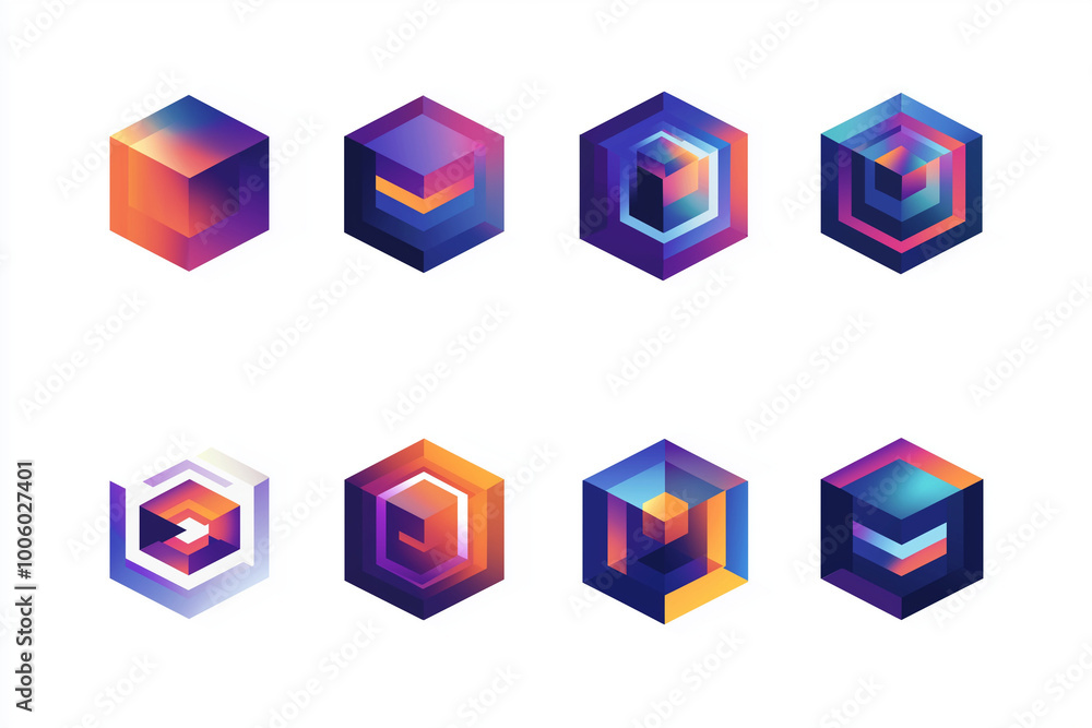 Poster cube logo geometrics vector design