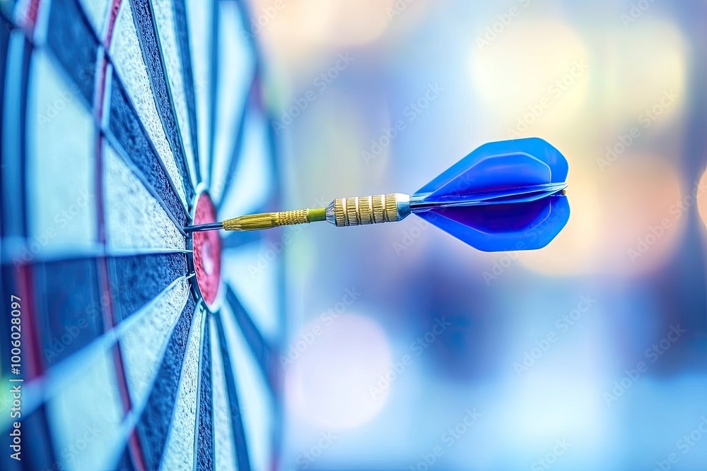 Poster close-up of dart stuck on target