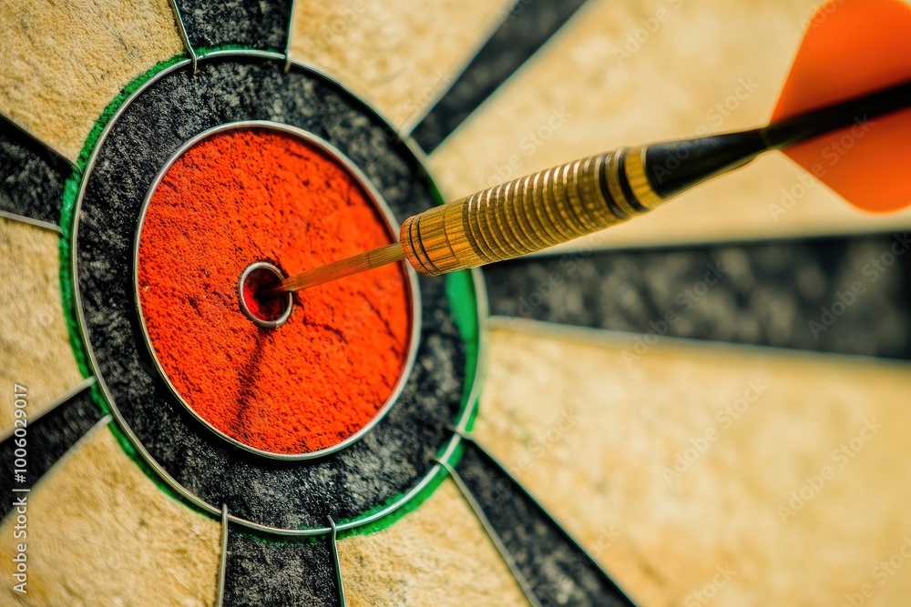 Poster close-up of dart stuck on target
