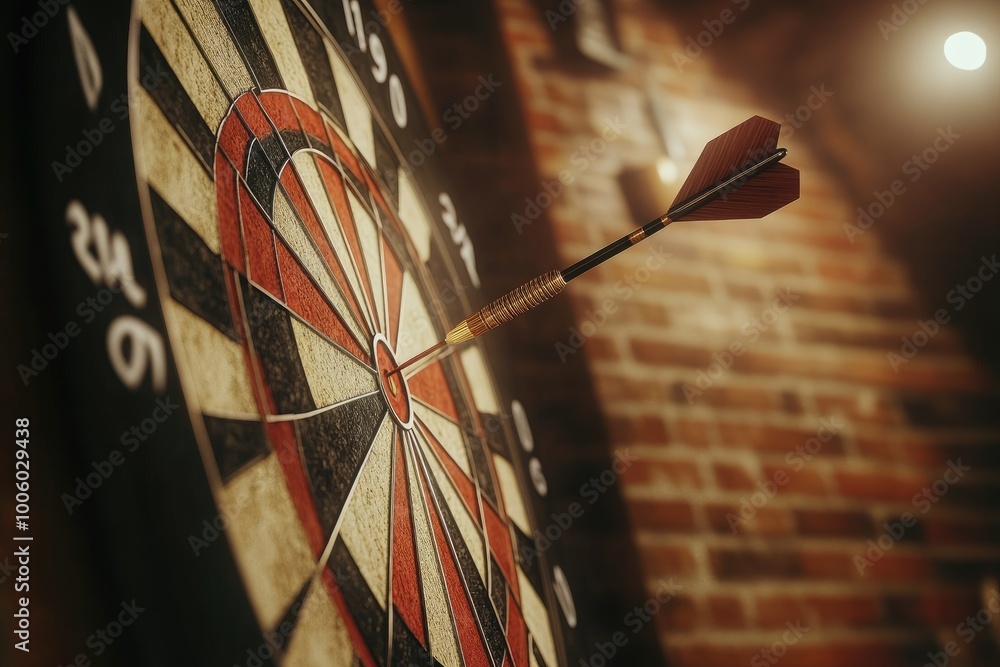 Poster close-up of dart stuck on target