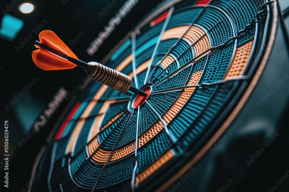 Poster close-up of dart stuck on target