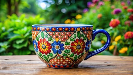 Charming ceramic cup featuring a one-of-a-kind design and vivid colors, an ideal addition for any coffee or tea enthusiastâ€™s cherished collection.