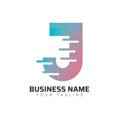 J abstract modern minimalist premium typography 3d colorful letter logo design template
