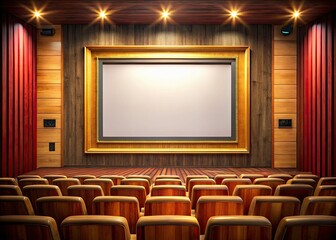 Obraz premium Chic empty movie poster frame with a wooden border, perfect for enhancing the decor of any cinema or home theater space, adds a stylish touch.