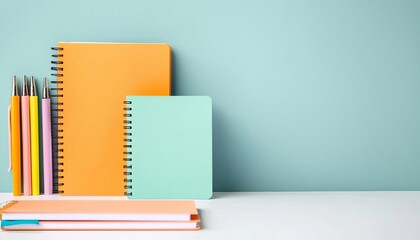 Stylish stationery set with personalized notebooks, highlighters, and planners, laid out on a white table personalized notebooks, stylish stationery