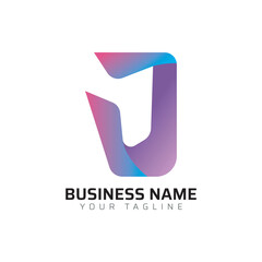 J abstract modern minimalist premium typography 3d colorful letter logo design template
