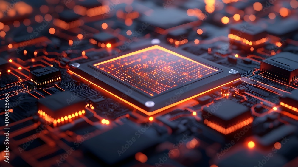 Poster circuit board with glowing processor