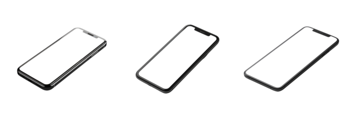 Black Smartphone Mockup Isolated on White Background