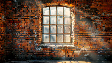 Dust dances in warm sunlight as it filters through a vintage window in a weathered space