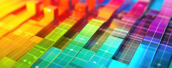 abstract 3d data visualization with colorful chart bars