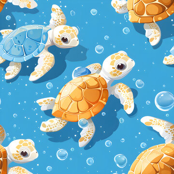 seamless pattern with sea turtles