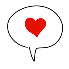 Doodle heart with speech bubble