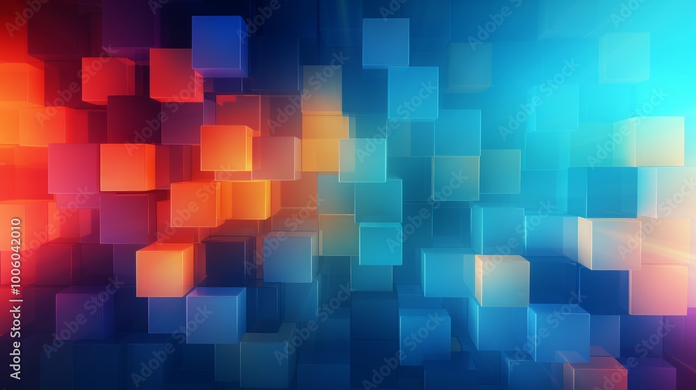 Aufkleber modern 3d abstract cube pattern wallpaper – geometric background with layered cubes in a minimalisti