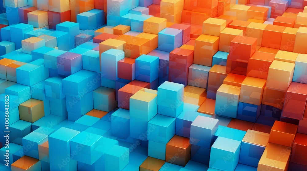 Aufkleber modern 3d abstract cube pattern wallpaper – geometric background with layered cubes in a minimalisti