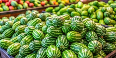 Fototapeta premium Fresh cucamelons showcased at Whole Foods Market, perfect for purchase and culinary exploration. Discover their unique flavor and versatility in your favorite dishes.