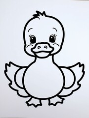 Drawing of a baby duck ready to color it created with generative ai