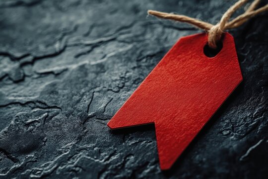 Red price tag on a string