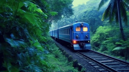 Obraz premium Train Journey Through Lush Greenery