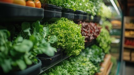 Fresh Green Produce in a Supermarket