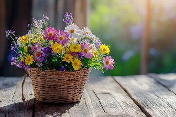Flowers on a Wooden Table