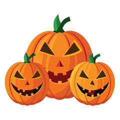 Jack-o'- lanterns illustration on white background.