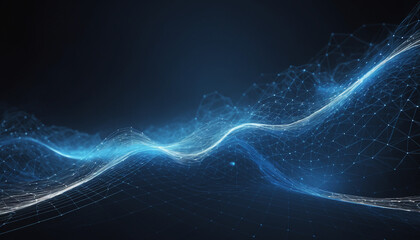 Abstract Blue Background with White Data Network Lines.
