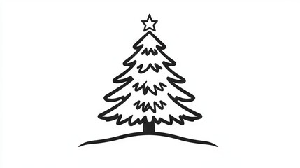 A black and white Christmas tree with a star on top. The tree is the main focus of the image and it is surrounded by a white background