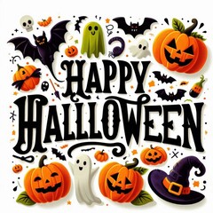 Halloween lettering to write on a shirt on a white background