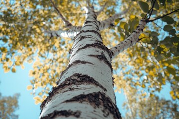 Tall White Tree with Green Leaves