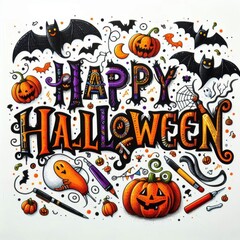 Halloween lettering to write on a shirt on a white background