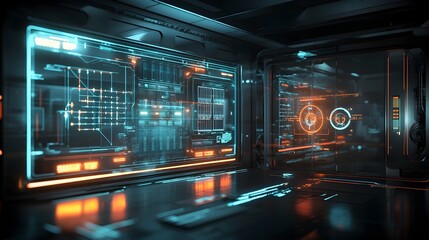 Obraz premium Futuristic Control Room Interface
