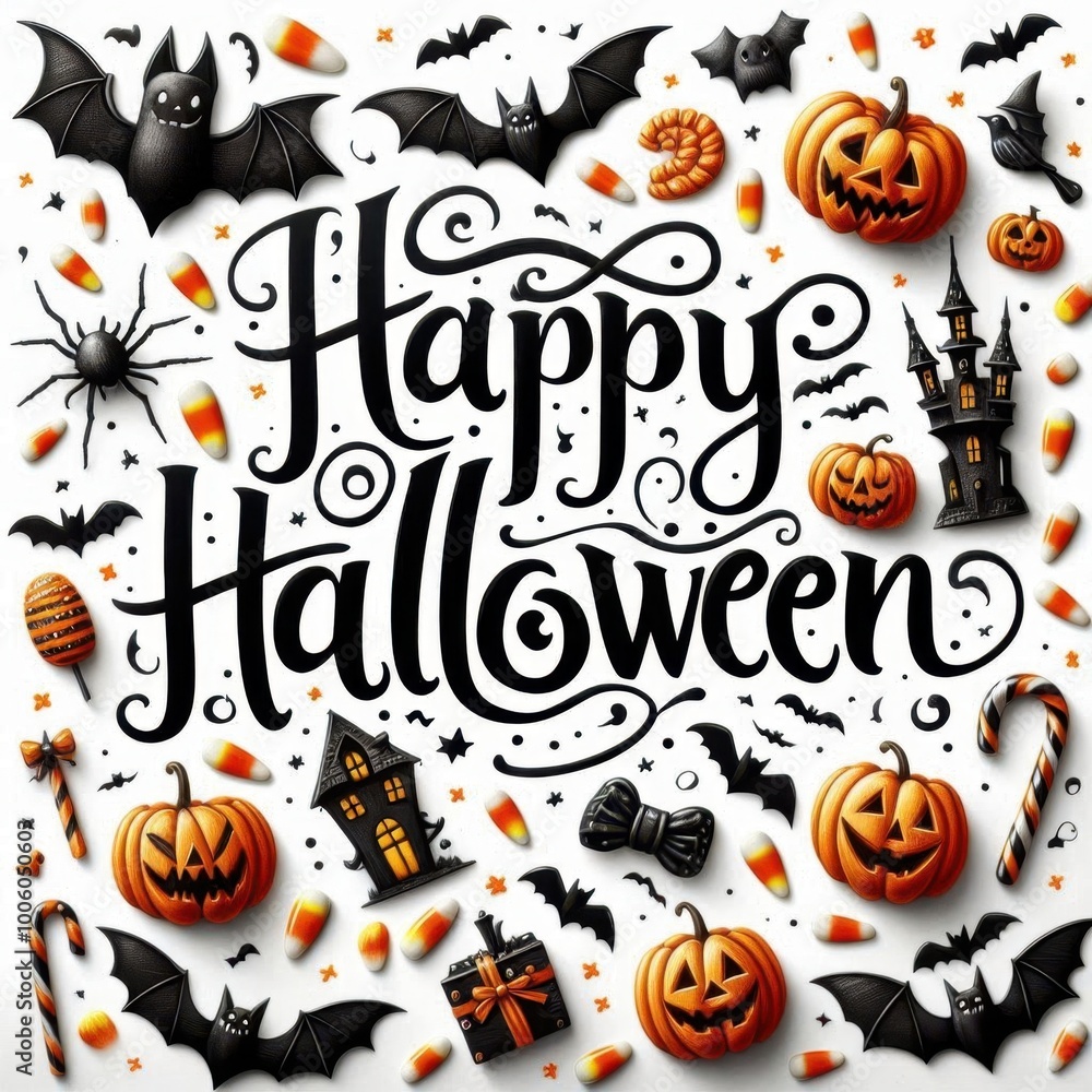 Wall mural Halloween lettering to write on a shirt on a white background