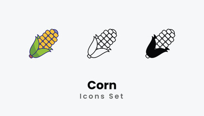 Corn Icons thin line and glyph vector icon stock illustration