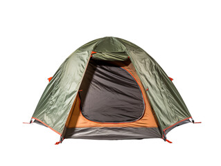 a green and orange tent