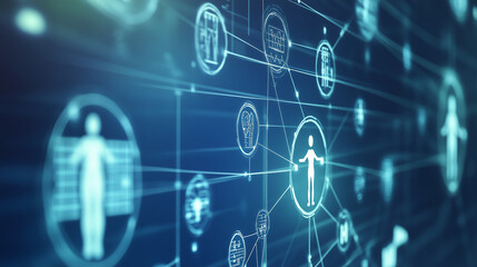 Obraz premium Health Information Exchange (HIE), the exchange of health information between healthcare providers with an image depicting seamless sharing of patient records across healthcare networks 