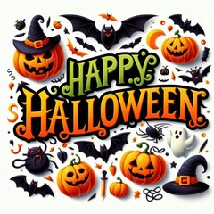 Halloween lettering to write on a shirt on a white background
