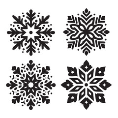 Christmas mistletoe black silhouette vector art and illustration