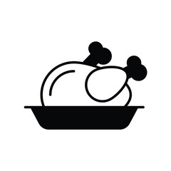 chicken glyph icon with white background vector stock illustration