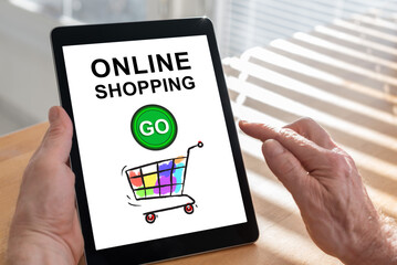 Online shopping concept on a tablet