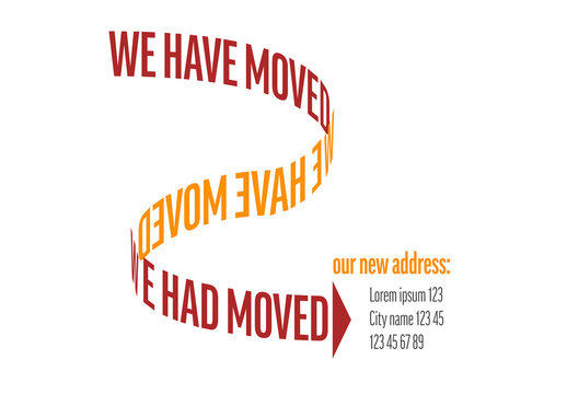 We have moved light minimalistic flyer template with red text on the path