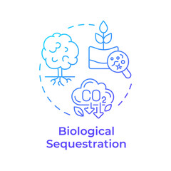 Biological sequestration blue gradient concept icon. Carbon plant, forestation. Co2 emission. Round shape line illustration. Abstract idea. Graphic design. Easy to use infographic, presentation