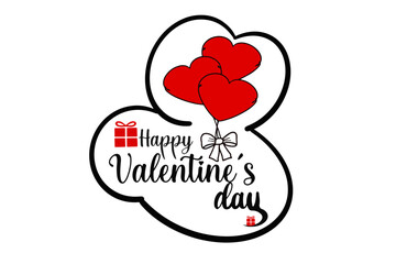 sticker happy Valentine's Day with ballon heart 