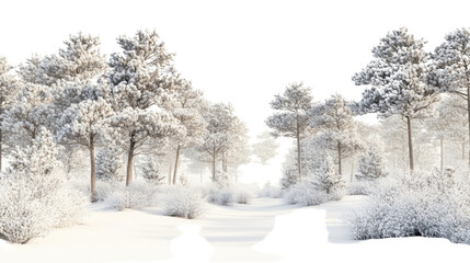 Obraz premium Winter forest on a transparent background