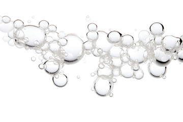 Cluster of hyaluronic acid bubbles varying in size with subtle reflections on their surfaces isolated on white background